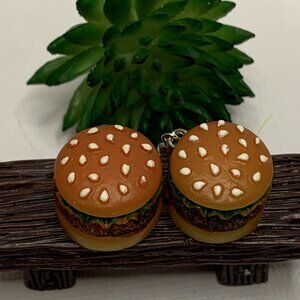 Hamburger Earring, Burger Earring, Funny Food Earring, Gift Idea, Silly Earring